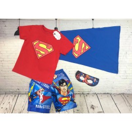 Đồ siêu nhân in 3D hình Superman kèm choàng và mặt nạ cho bé trai từ 15kg - 32kg
