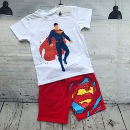 Bộ đồ thun tranh vẽ siêu nhân Superman cho bé trai